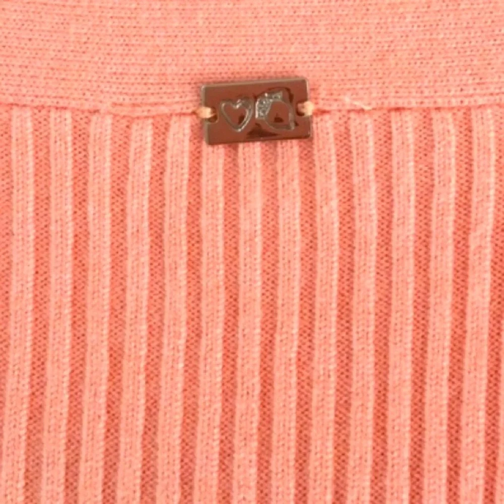 For Love and Lemons Nina Coral Ribbed Lace Edge Crop Button Cardigan Medium - Picture 6 of 13